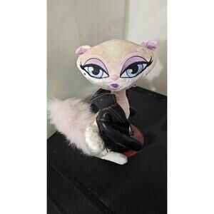 Bratz Pets Plush White Pink Kitty Cat Poseable Black Jacket Purse Kendall9" R1